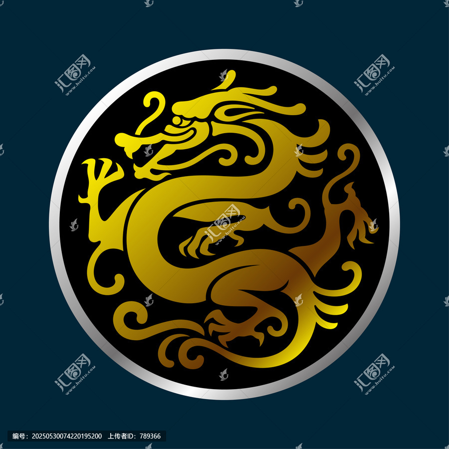 金色龍紋圓形精美圖案