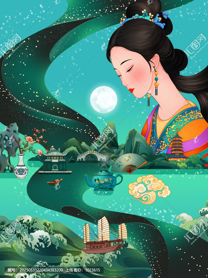 憶江南文化特色古風(fēng)插畫(huà)