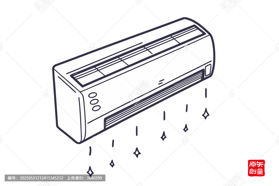 簡(jiǎn)約線條風(fēng)家用空調(diào)插畫(huà)