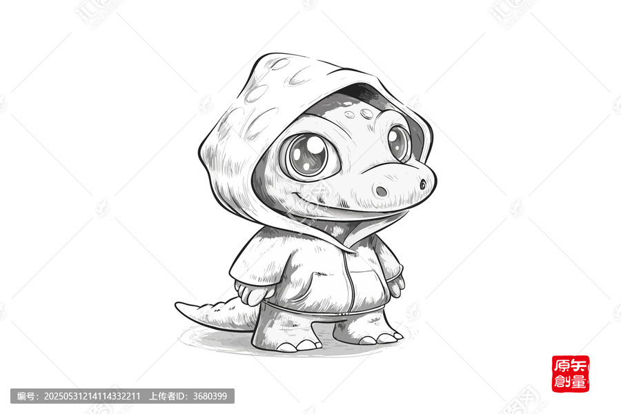 穿連帽衣的可愛(ài)小鱷魚