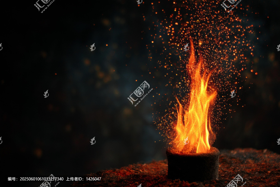夜幕下的熊熊烈火