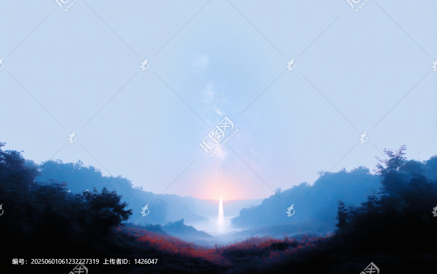 清晨山谷中的夢幻日出