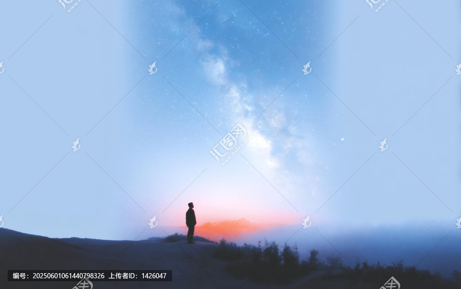 凝視星空的男子