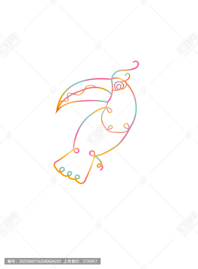 巨嘴鳥動物線條設(shè)計圖