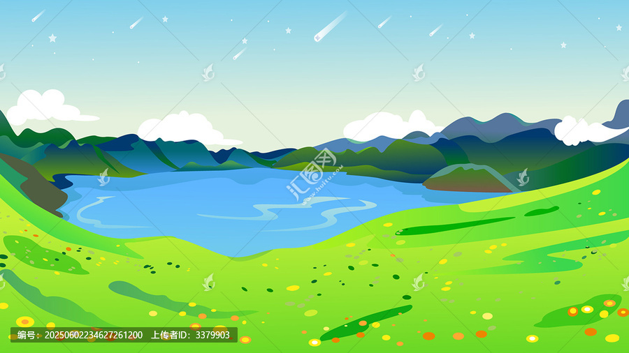 長(zhǎng)白山天池延邊風(fēng)景高山湖泊矢量插畫(huà)