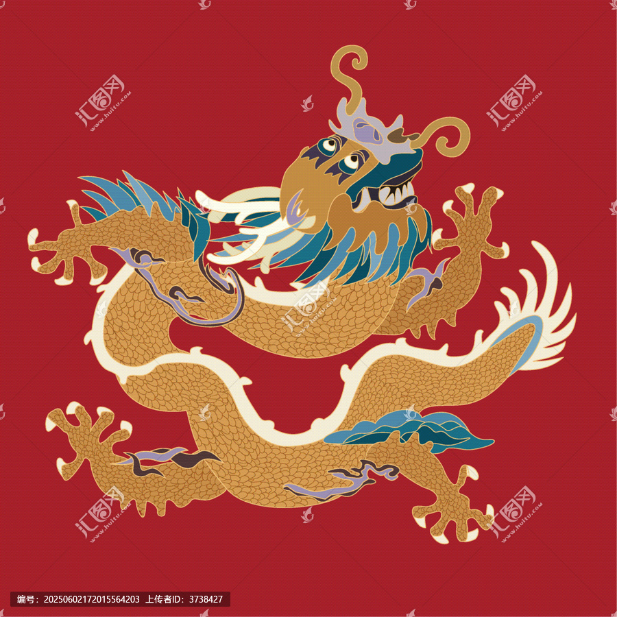 中式傳統(tǒng)金龍插畫圖案
