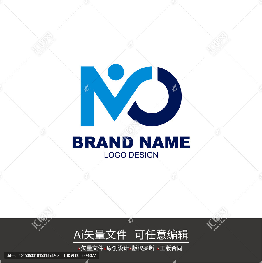 簡(jiǎn)約藍(lán)色字母MO品牌標(biāo)志