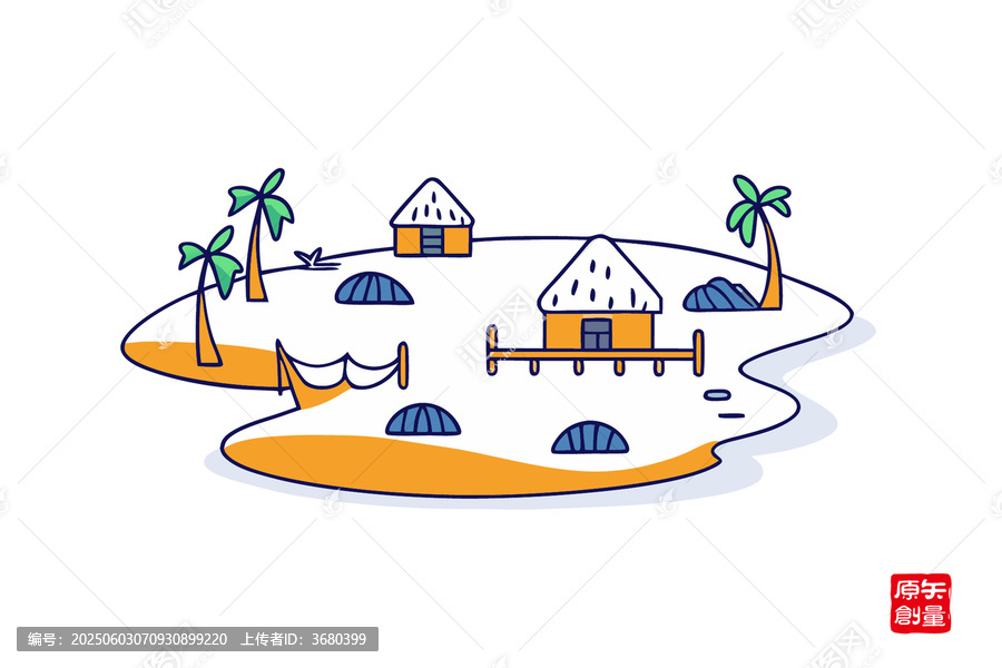 卡通風(fēng)格的熱帶小島場景