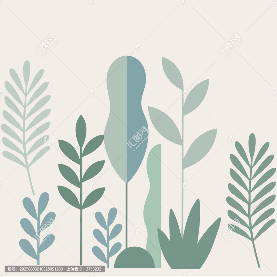 清新簡約植物矢量插畫
