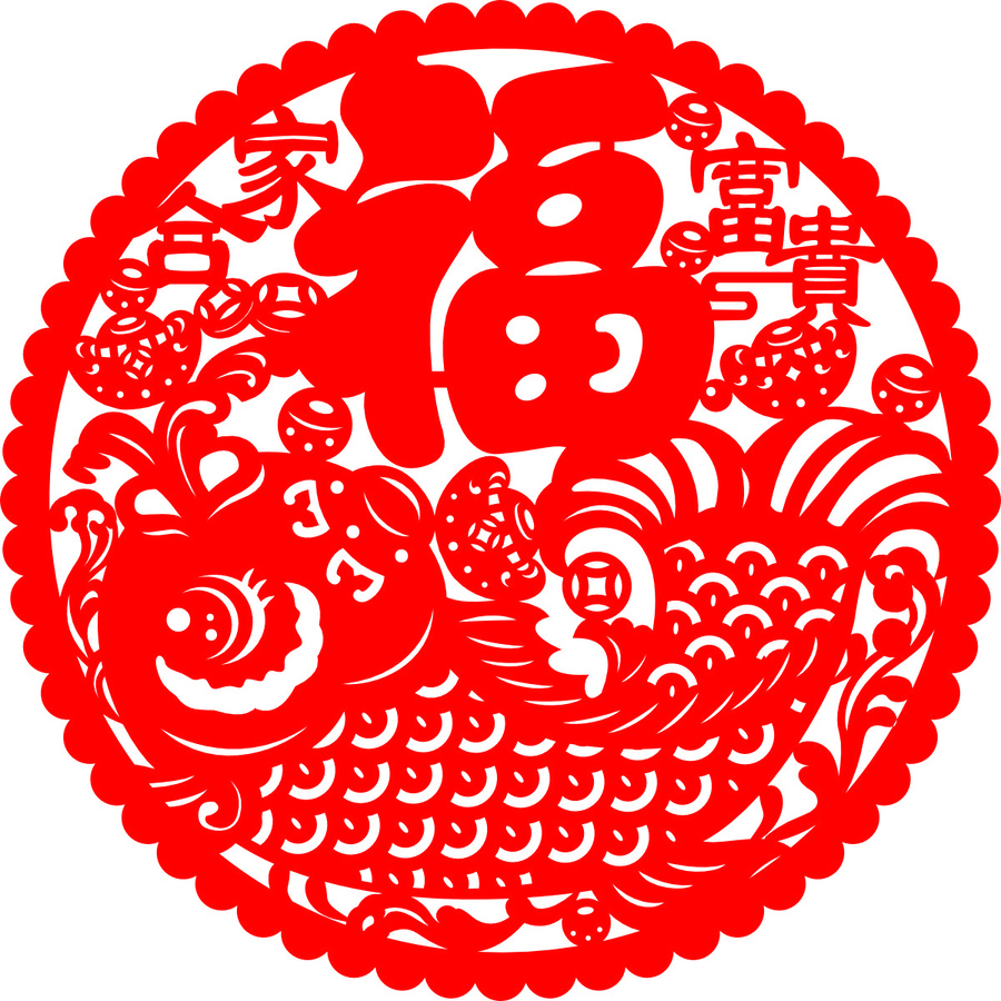wt031喜慶紅色剪紙窗花墻貼