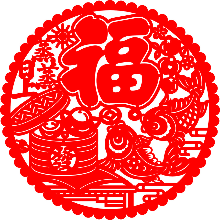 傳統(tǒng)紅色福字剪紙圖案