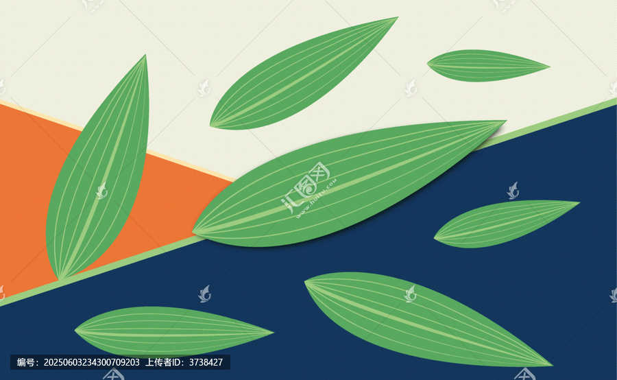 端午簡約風(fēng)幾何背景綠葉圖案