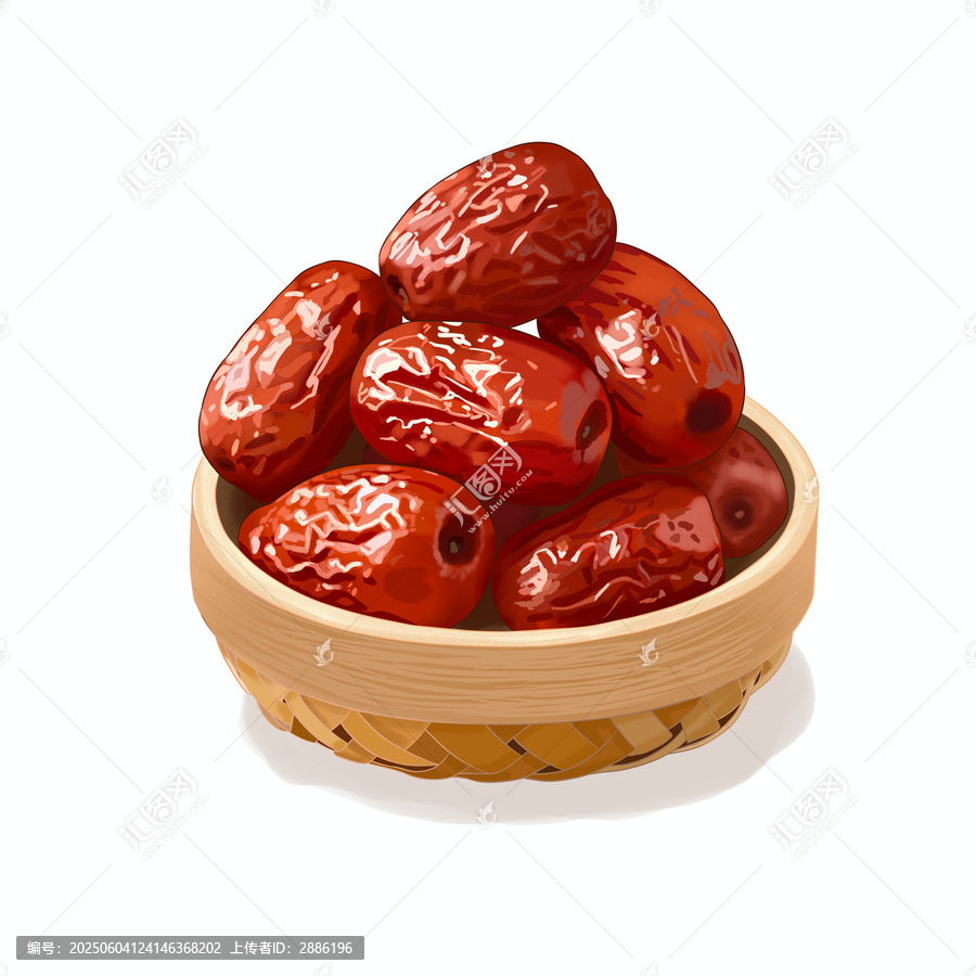 一籃子紅棗棗子手繪插畫