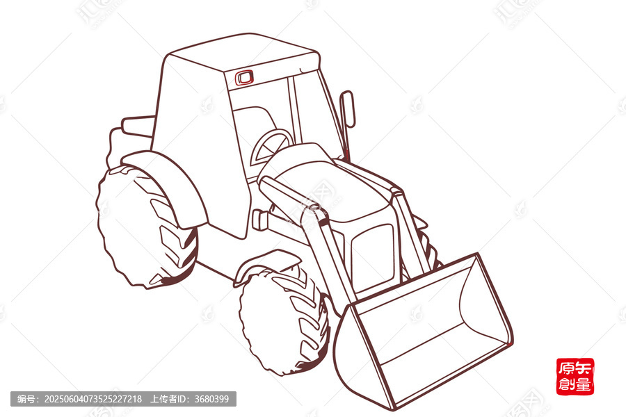 農(nóng)用裝載機(jī)線描矢量圖