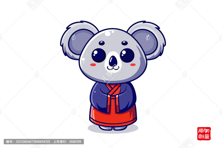 穿漢服的可愛考拉卡通形象