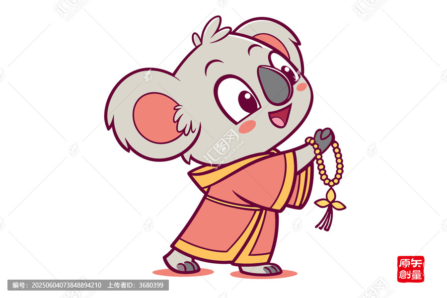穿袈裟的可愛考拉形象