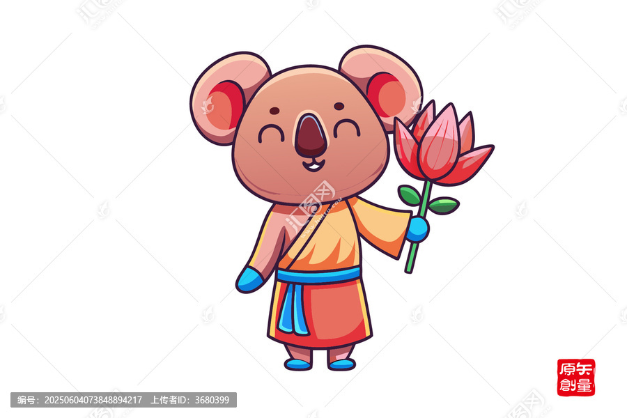 考拉和尚手持蓮花超可愛