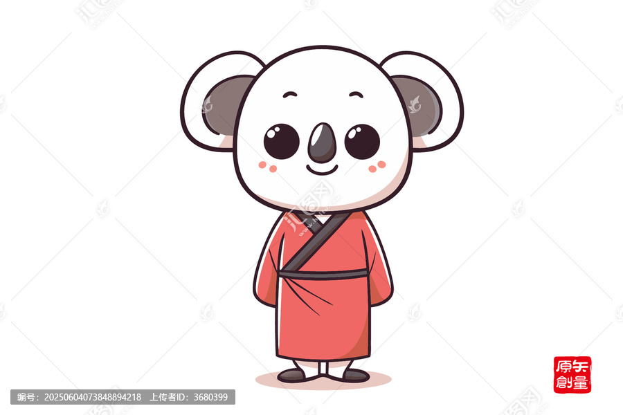 穿漢服的可愛考拉卡通形象