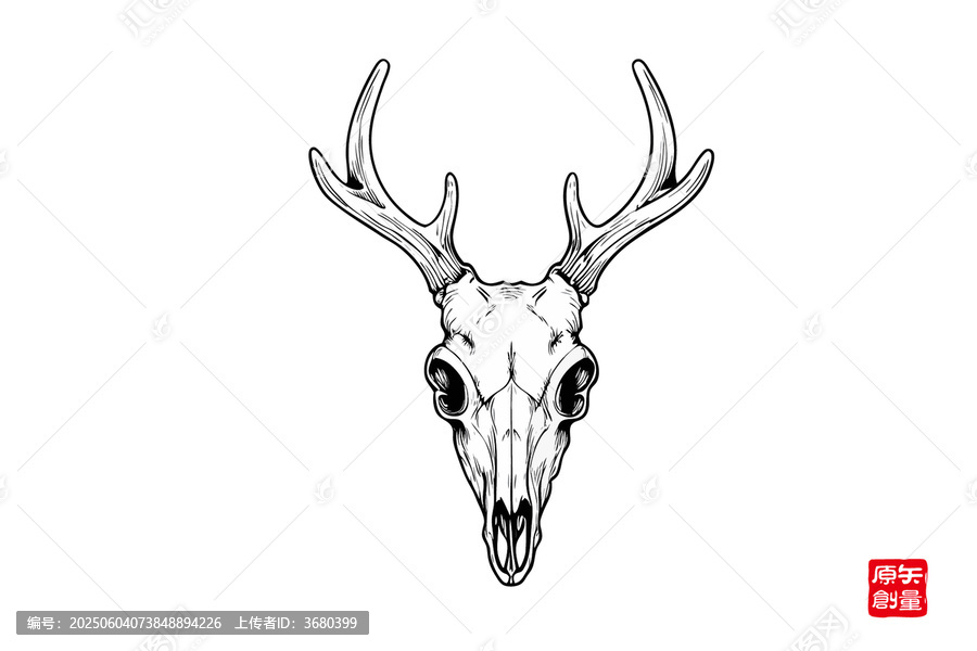 簡約黑白風(fēng)鹿頭骨圖案