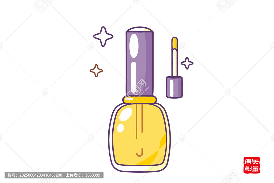 可愛卡通風格指甲油插畫