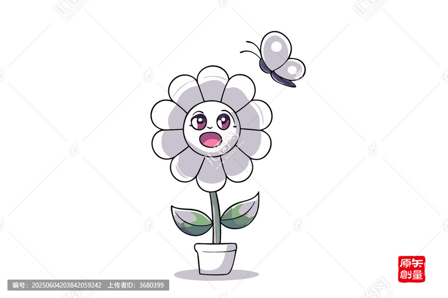 卡通花朵與蝴蝶可愛(ài)插畫(huà)