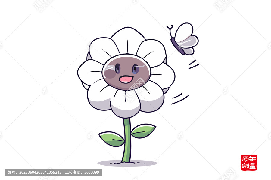 可愛(ài)花朵與飛舞蝴蝶插畫(huà)