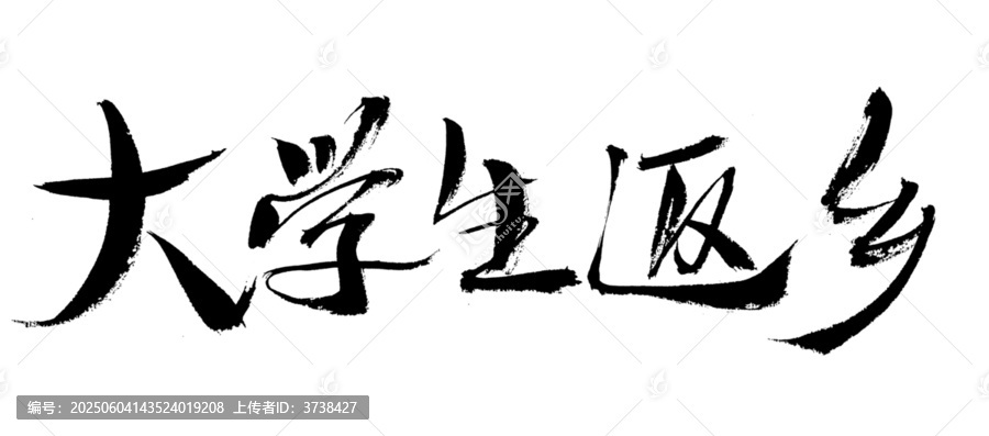 大學(xué)生返鄉(xiāng)毛筆書(shū)法字