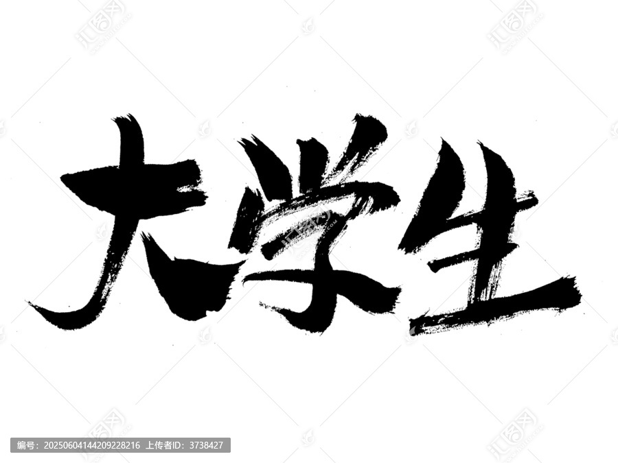 毛筆書寫大學(xué)生三字