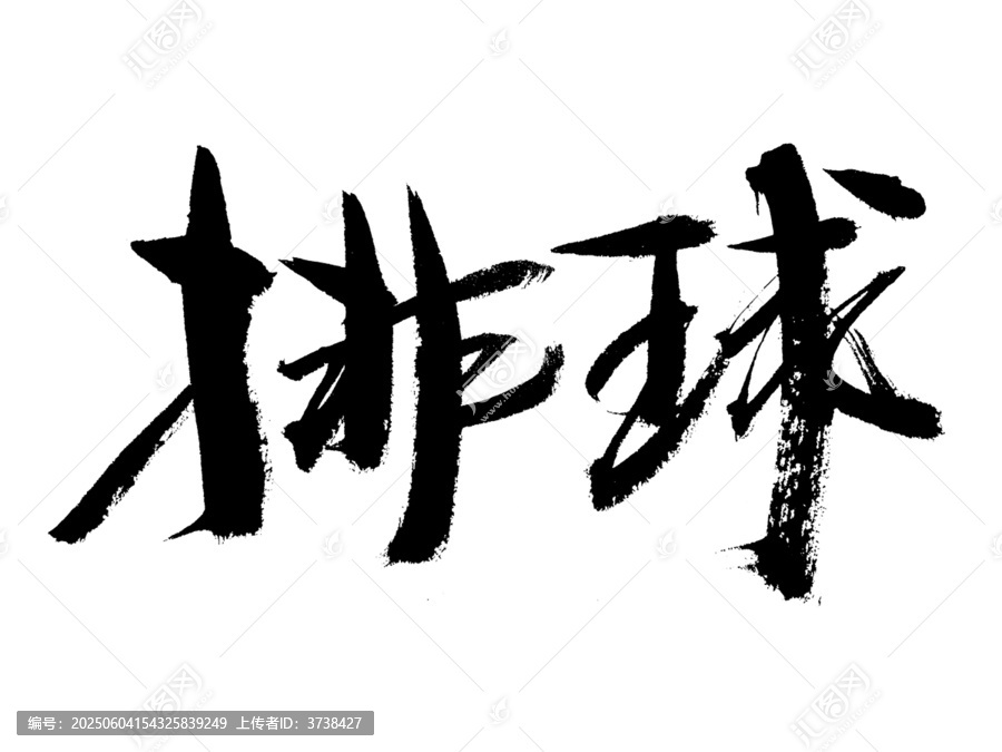 毛筆書寫的排球二字