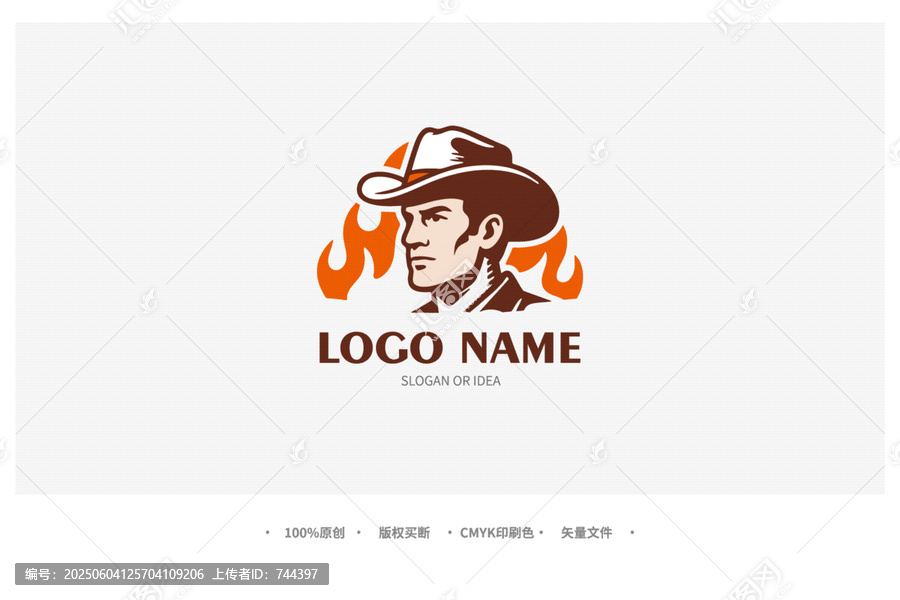 西部牛仔火焰主題標(biāo)志