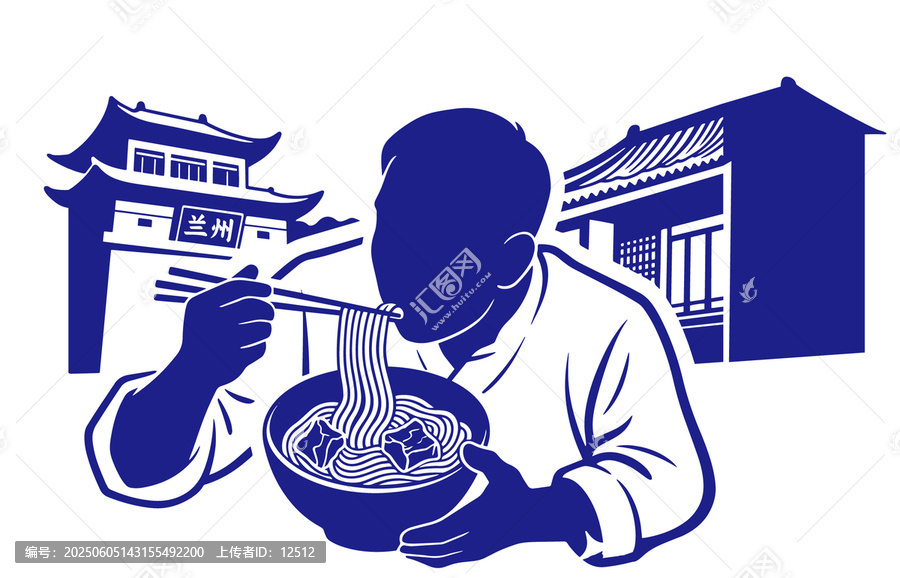 蘭州吃面場景插畫