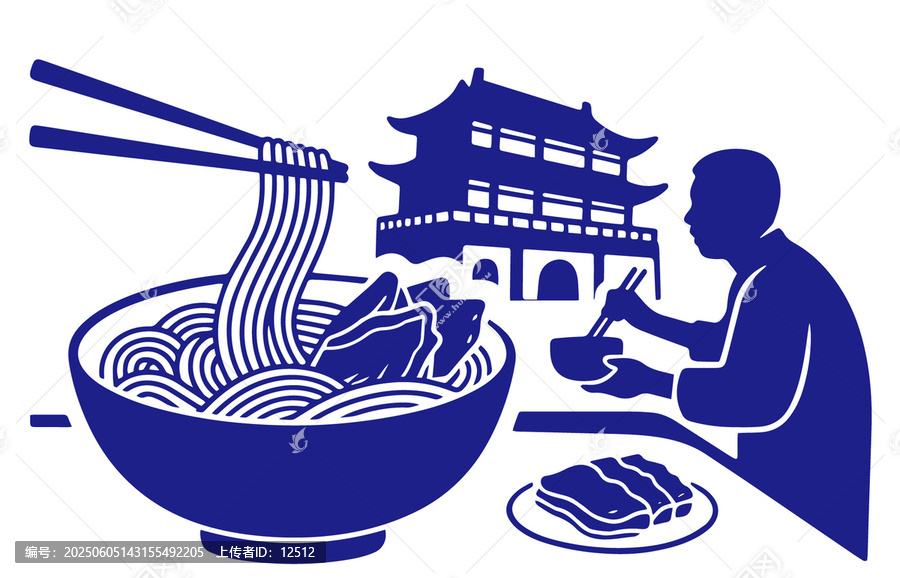 面館吃面場(chǎng)景墻貼