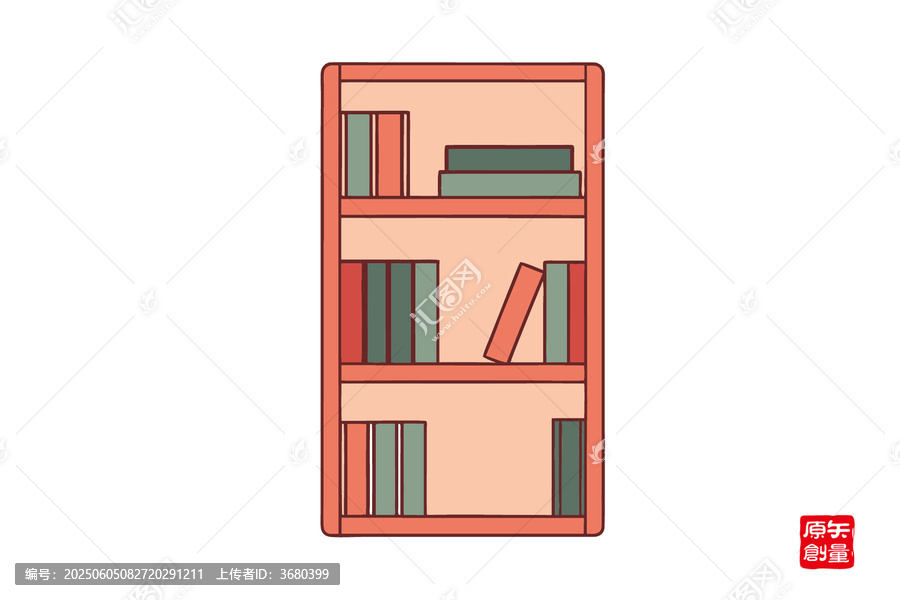 簡約風(fēng)格的書架插畫