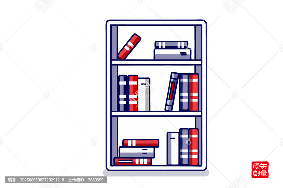 簡(jiǎn)約風(fēng)格的書籍書架插畫