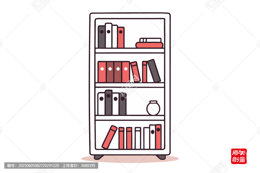 簡約風文件書架插畫