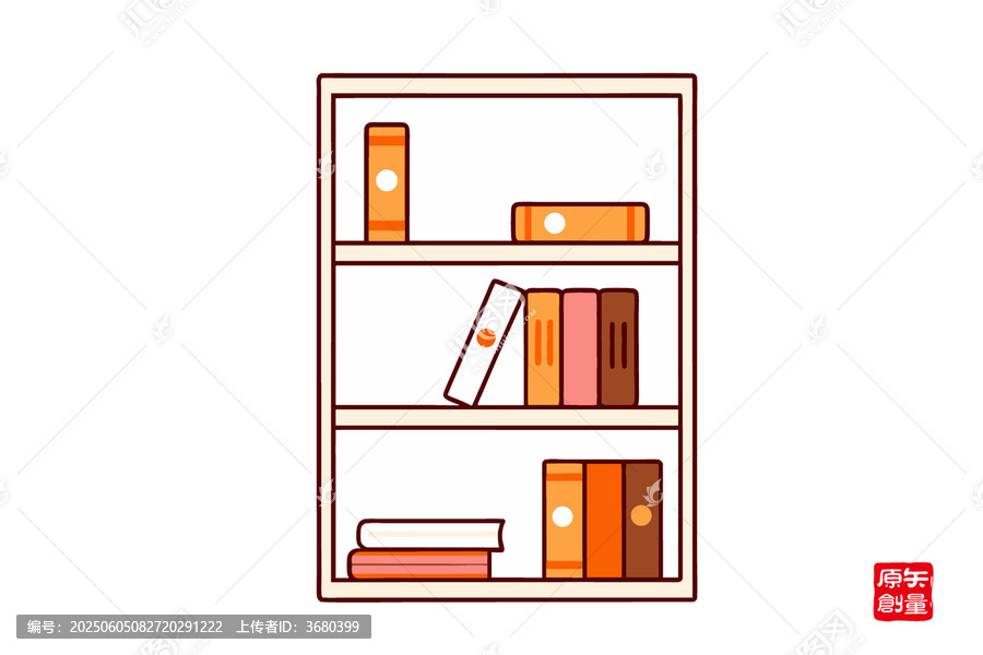 簡約風格的書架插畫