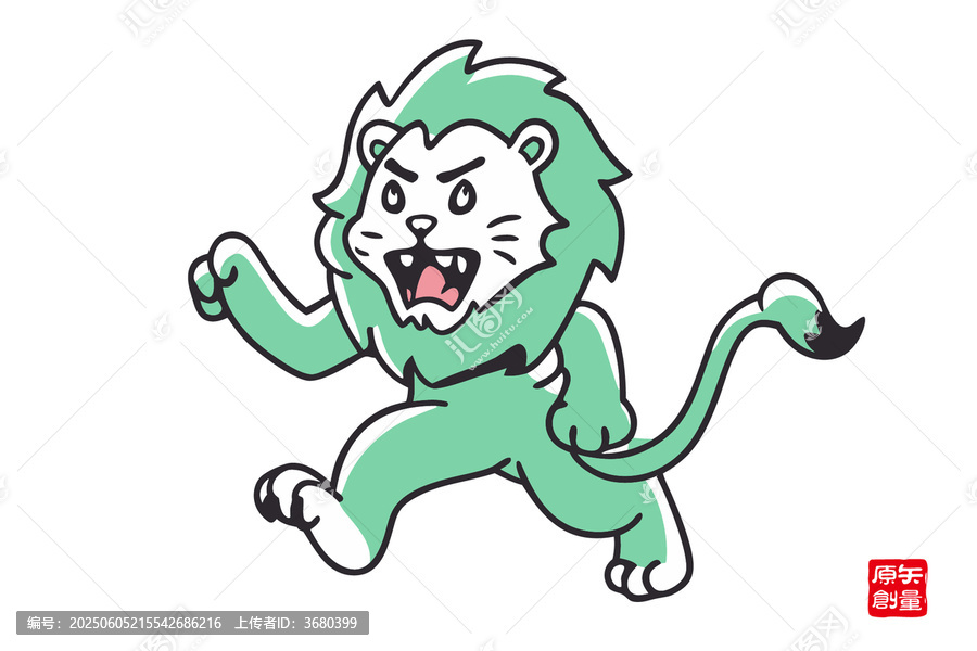 奔跑的卡通綠獅子