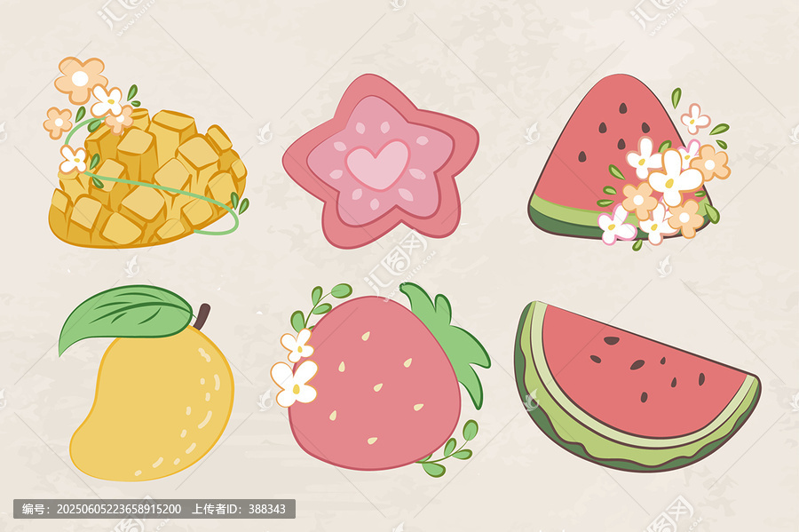 可愛卡通水果插畫集合