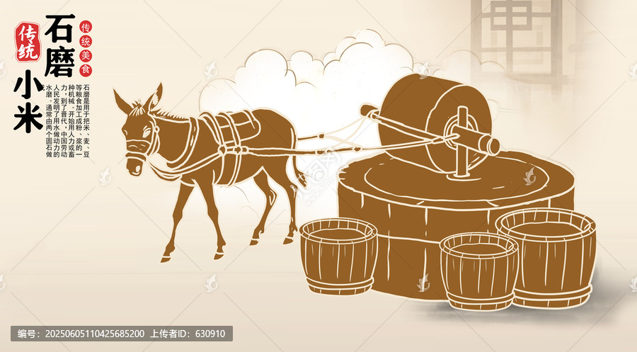 石磨小米線描圖