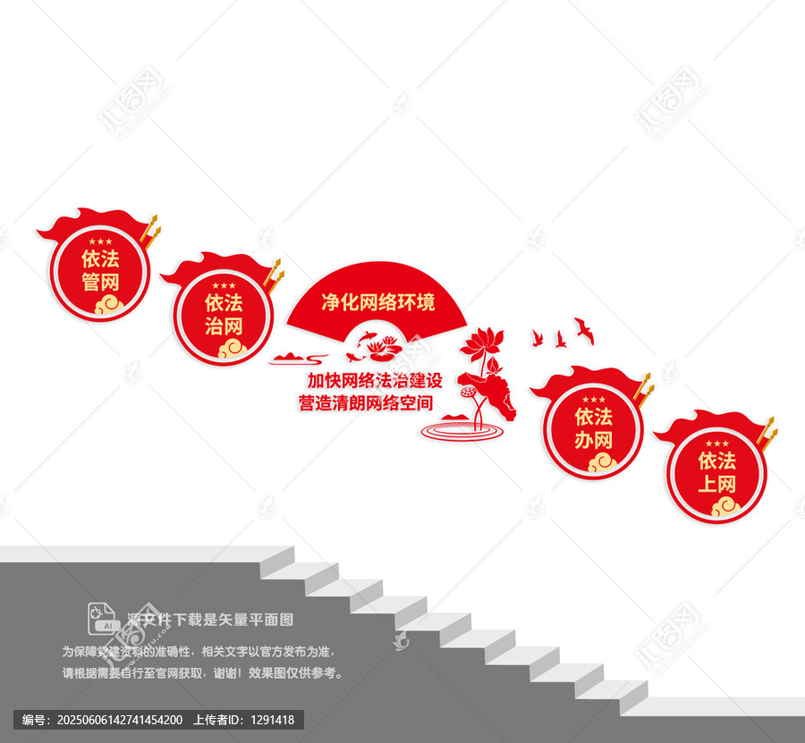 依法上網(wǎng)凈化網(wǎng)絡(luò)樓梯墻