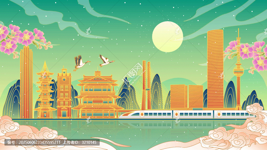 徐州國潮風(fēng)城市建筑矢量插畫