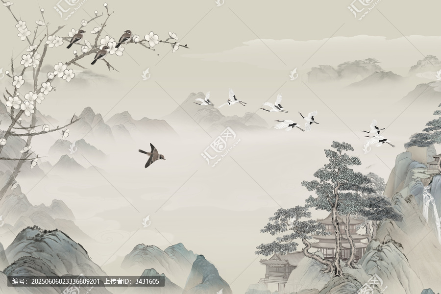 國(guó)畫(huà)山水背景圖