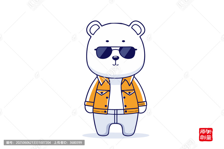 戴墨鏡穿夾克的可愛小熊