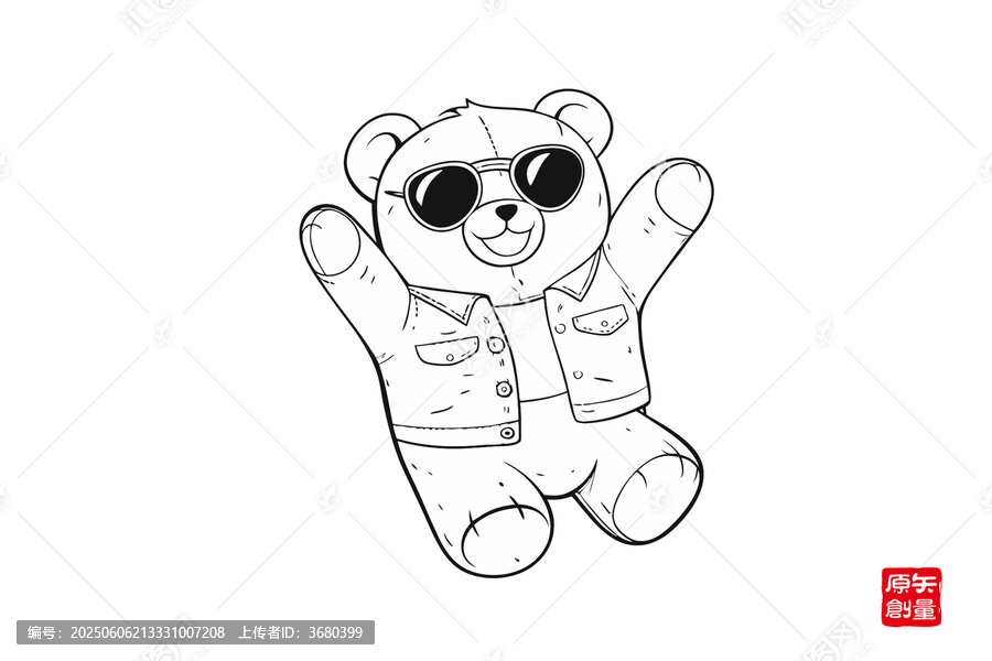 戴墨鏡穿夾克的可愛小熊