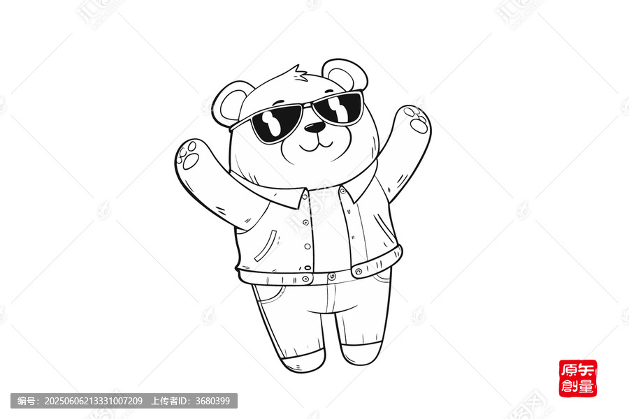 戴墨鏡穿夾克的可愛小熊