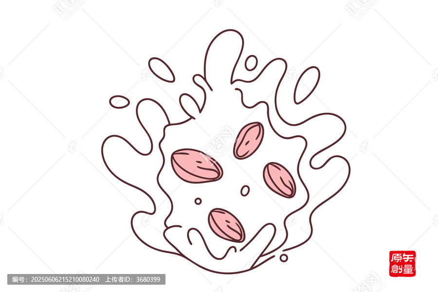 飛濺的粉色堅果插畫圖案