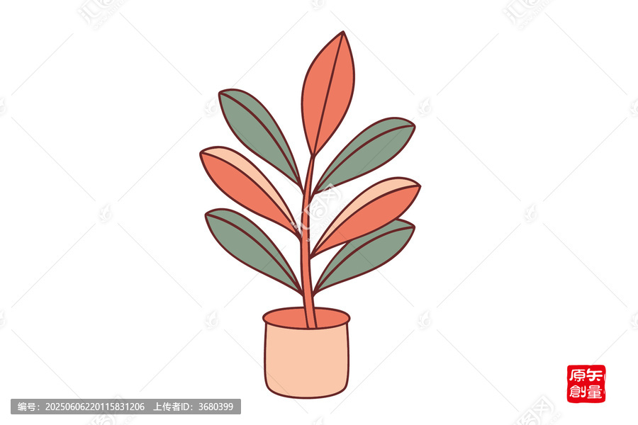 簡(jiǎn)約風(fēng)盆栽植物插畫