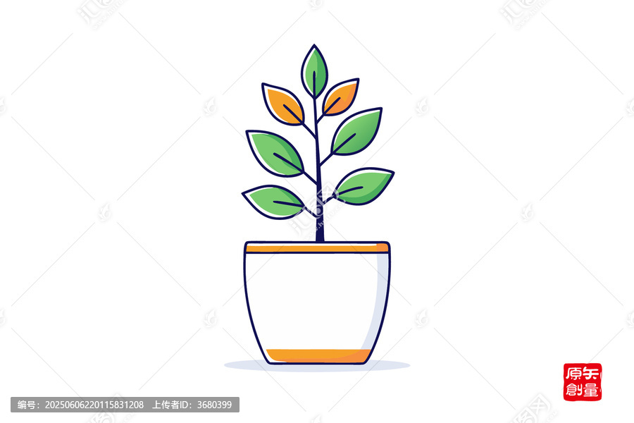 簡(jiǎn)約風(fēng)盆栽植物插畫