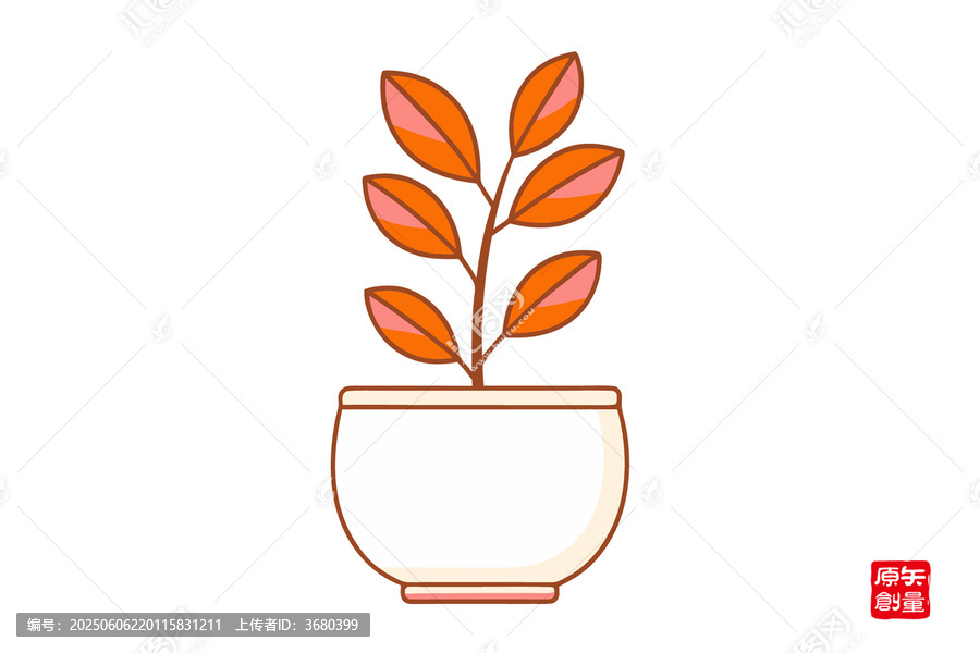 簡(jiǎn)約風(fēng)盆栽植物插畫