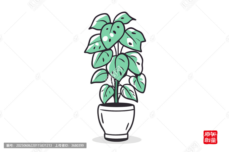 簡(jiǎn)約手繪盆栽綠植插畫
